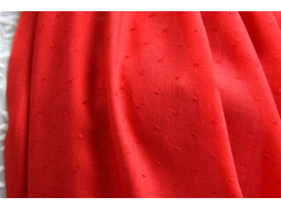 Rood sjaaltje van zijde met katoen, fijn werkje erin, 55 x 190 cm