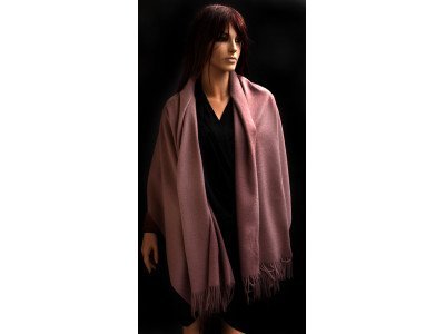 Echte dikke wollen cashmere sjaal met franjes, perzik