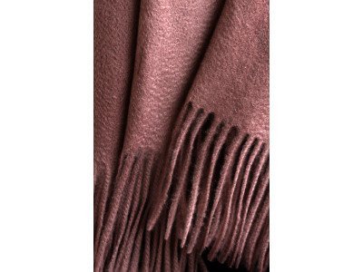 Echte dikke wollen cashmere sjaal met franjes, perzik
