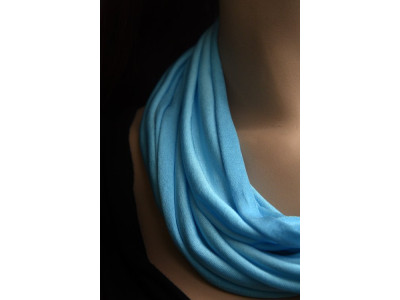 Rond zijden jersey sjaaltje, licht classic blue turquoise, dikste kwaliteit