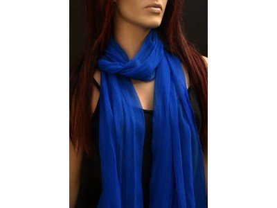 Chiffon zijden sjaal, cote d'azur met turquoise kantje onderaan