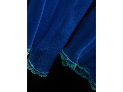 Chiffon zijden sjaal, cote d'azur met turquoise kantje onderaan