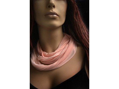Puur zijden rond sjaaltje van jersey, pastel roze, dunste kwaliteit