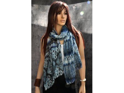 Dun katoenen sjaaltje, indigo, casual